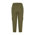 thumbnail image 3 of Zodggu Womens Autumn Women Workout Out Leggings Stretch Waist Button Pocket Yoga Gym Cropped Trousers Comfy Dressy Young Girls Love Cotton Capris Army Green XXL, 3 of 7