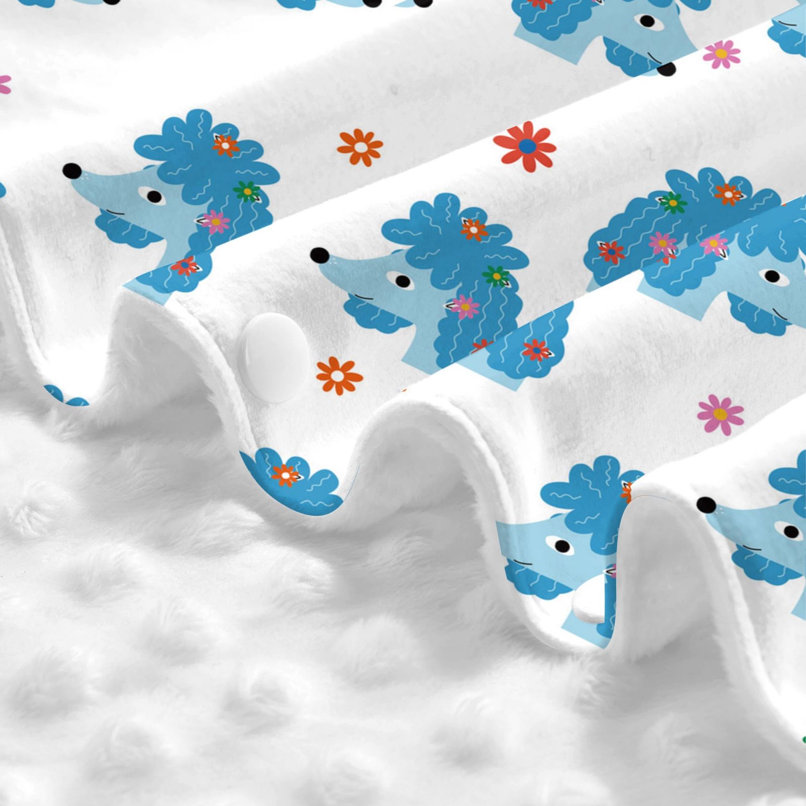 Car Seat Cover Baby - Blue Cute Poodle Dog Flower Breathable Infant Car Seat Cover for Baby Carseat, Lightweight Comfort Baby Essentials Must Haves Newborn Stuff for Girl Boy