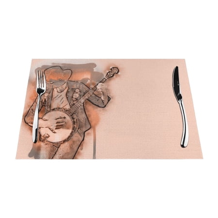 XMXY Woven Placemats Set of 6 PCS, Illustration Musician Drawing Table Mats Washable Heat Resistant Placemats
