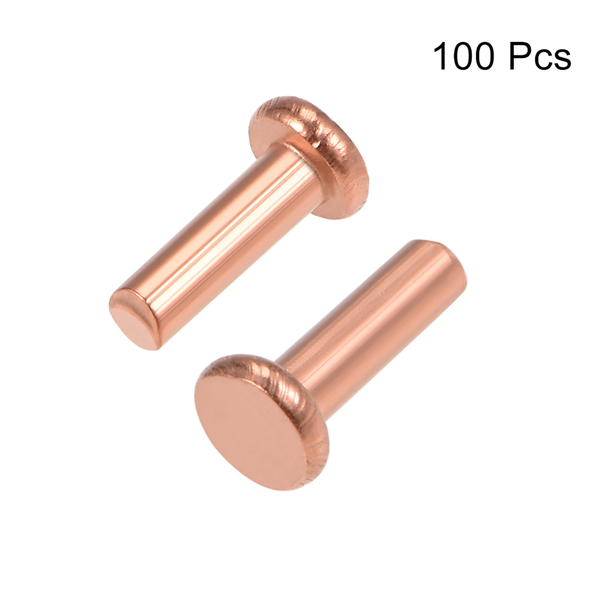 100 Pcs 5/64" x 15/64" Flat Head Copper Solid Rivets Fasteners 