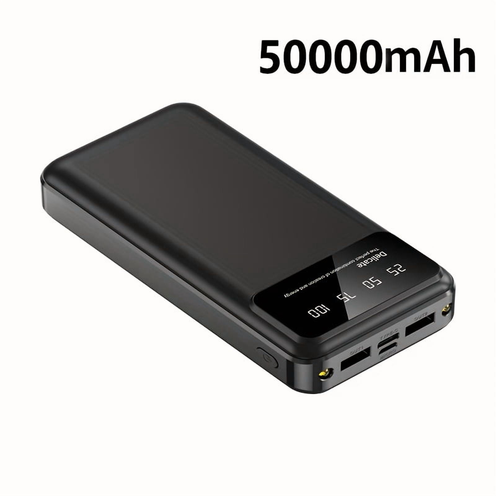 50000mAh Portable Power Bank with LED Display & Flashlight, Fast Charging for Phones, Android Devices, Outdoor Travel Emergency Power Supply, Gift