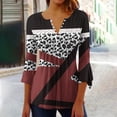 thumbnail image 5 of Blusas de Algodón para las Mujeres Impresas 3/4 Mangas V-Cuello Camiseta, Blusa de Algodón de Imitación Casual para las Mujeres, 5 of 5