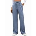 thumbnail image 1 of Pantalones Deportivos Casuales para Mujer, de Pierna , Holgados, con Cordón Ajustable, Cintura Alta, Elásticos y Bolsillos. Azul M, 1 of 9