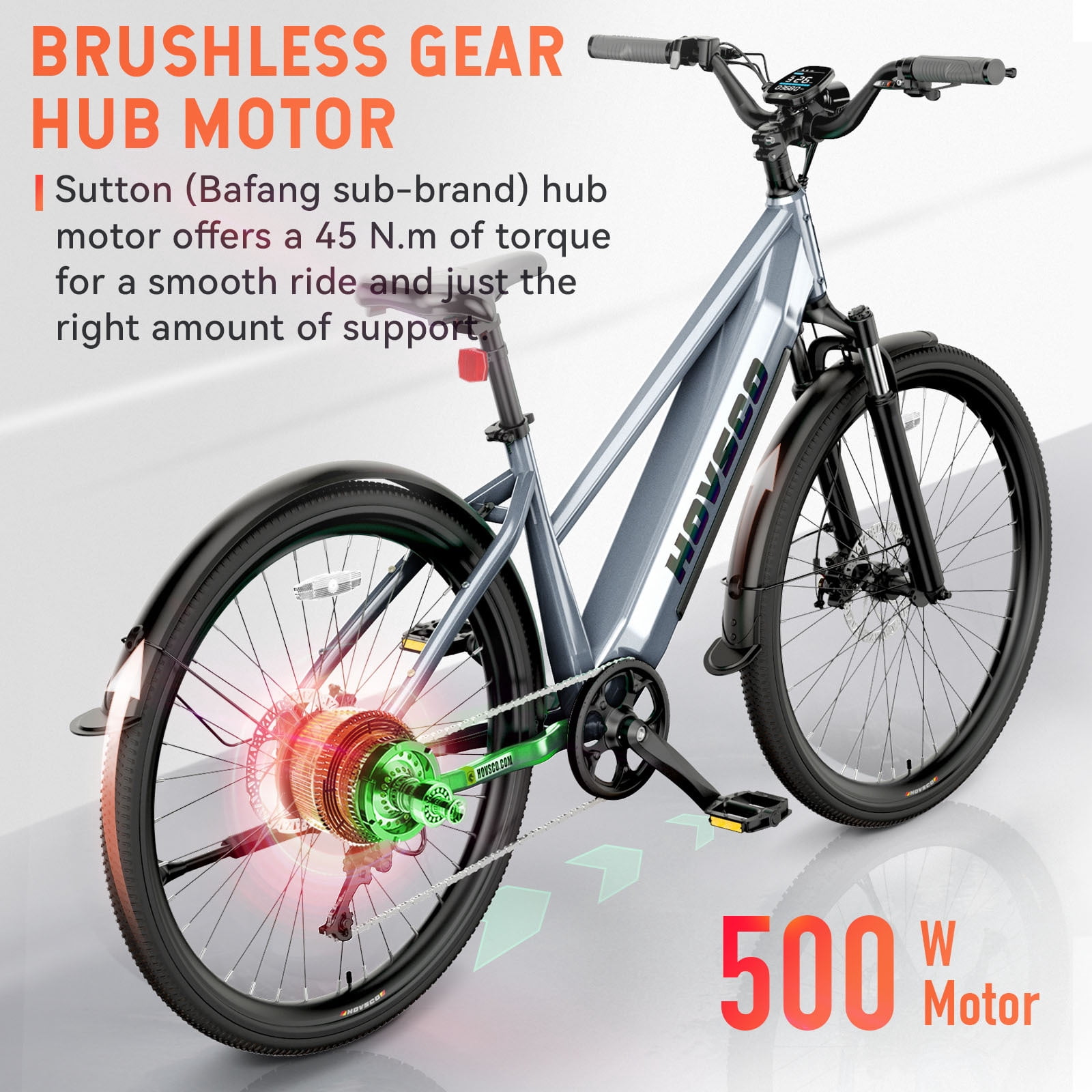 HOVSCO Electric Bike, Peak 750W, 27.5" Step-Thru Cruiser E Mountain Bike For Adults, 48V/15AH UL2849, APP Control