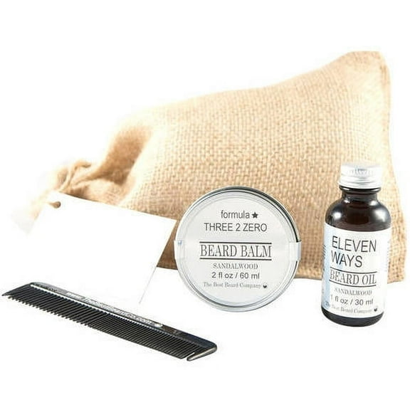 The Best Beard Company Sandalwood Premium Grooming Traveling Duo Kit, 4 pc
