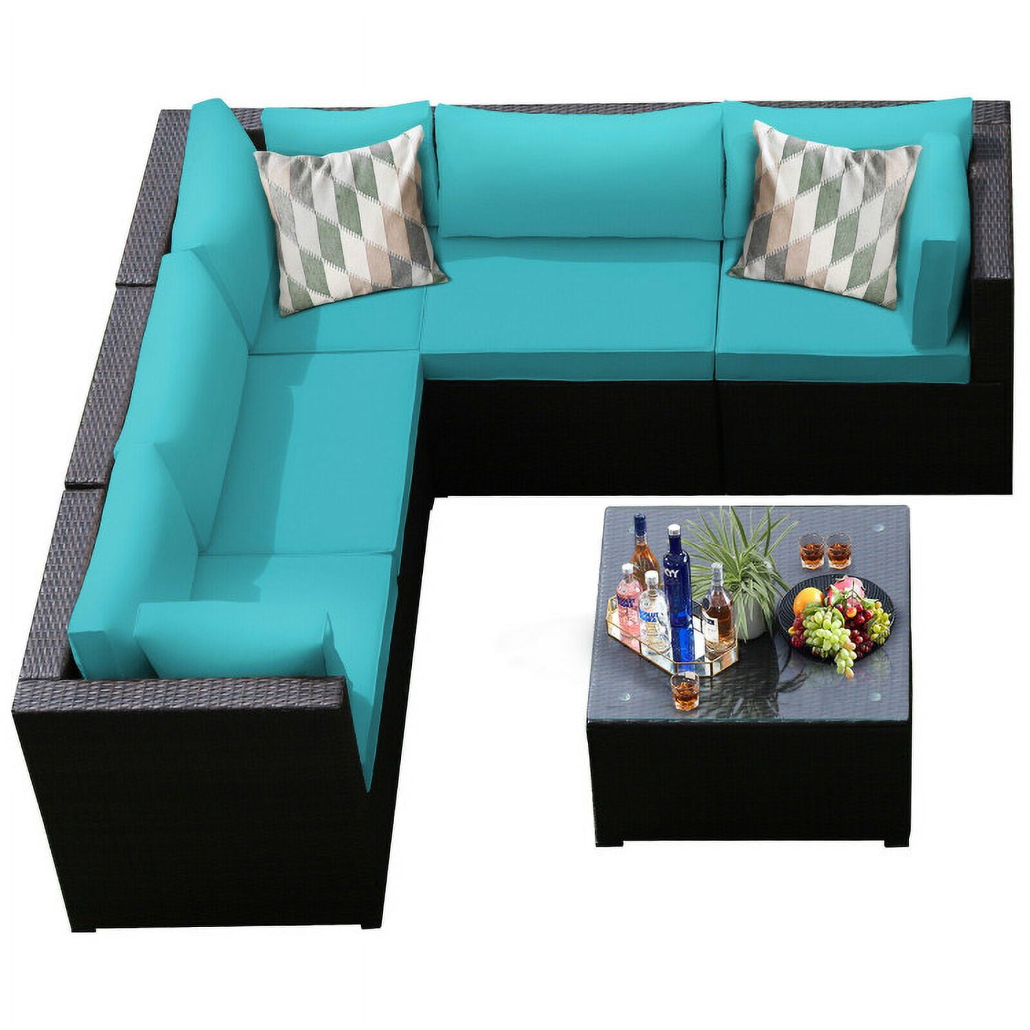 Aimee Lii 6 Pieces Patio Furniture Sofa Set with Cushions for Outdoor, Outdoor Patio Set, Turquoise Aimee Lii 6 Pieces Patio Furniture Sofa Set with Cushions for Outdoor, Outdoor Patio Set, Turquoise
