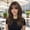 Brown Highlights, variant on Brown Highlight 18 Inch Wavy Wig with Bangs for Women, Synthetic Fiber, 4x4 Lace, Face-Framing Layers