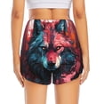 thumbnail image 3 of Picia Red Flame Wolf Head Pattern Women's 2 in 1 Athletic Running Shorts High Waisted Workout Casual Gym Sweat Shorts with Comfy Liner Zipper Pockets-Large, 3 of 9