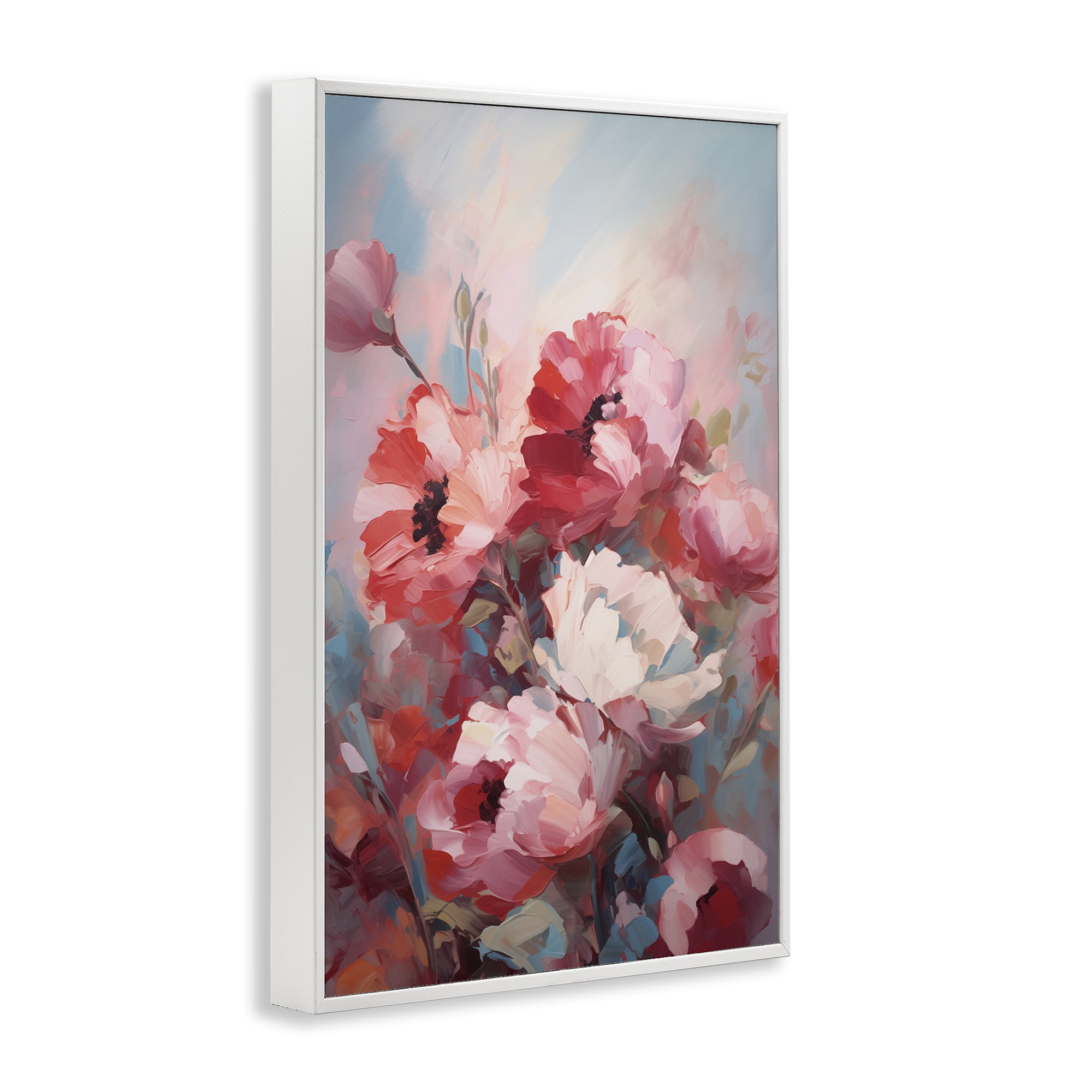 Stupell Industries Red & White Anemones Botanical & Floral Painting White Framed Art Print Wall Art, 20 x 30