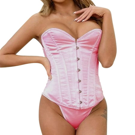 

Women Leather Shapewear Lace Up Back Contrast Lace Corset With Thong Body Shaper Bodysuit Hot Belt Waist Trainer