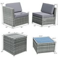 thumbnail image 5 of Gymax Set of 8 Gray Rattan Wicker Sofa & Table Outdoor Cushioned Sectional Patio Furniture, 5 of 10