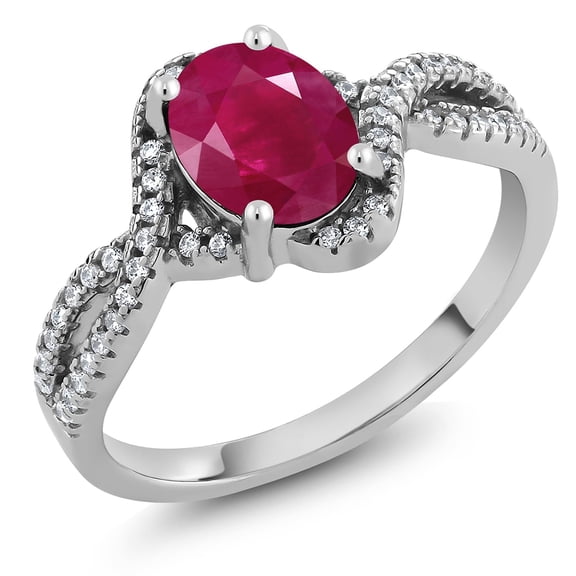 Gem Stone King Oval Red Ruby Gemstone Birthstone Women's 925 Sterling Silver Ring 2.47 Ct (Size 8)