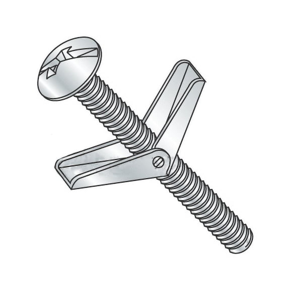 3/16" x 4" Toggle Bolts / Mushroom Head / Combo Drive / Steel / Zinc / Anchor Size: 3/16" / Screw Size: 10-24 x 4" / Drill Bit / Hole Size: 1/2" (Quantity: 50 pcs)