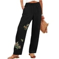thumbnail image 4 of Pants for Women Black Ladies Spring And Summer Loose Trendy Casual Embroidered Cotton And Linen Pants Pants XXXXL, 4 of 6