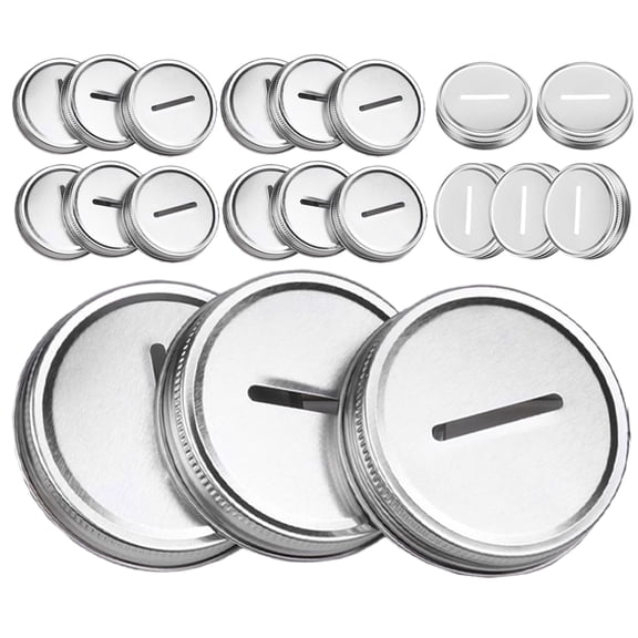 20 Pcs Piggy Bank Lid Mini Wide Mouth Jars Child Silver
