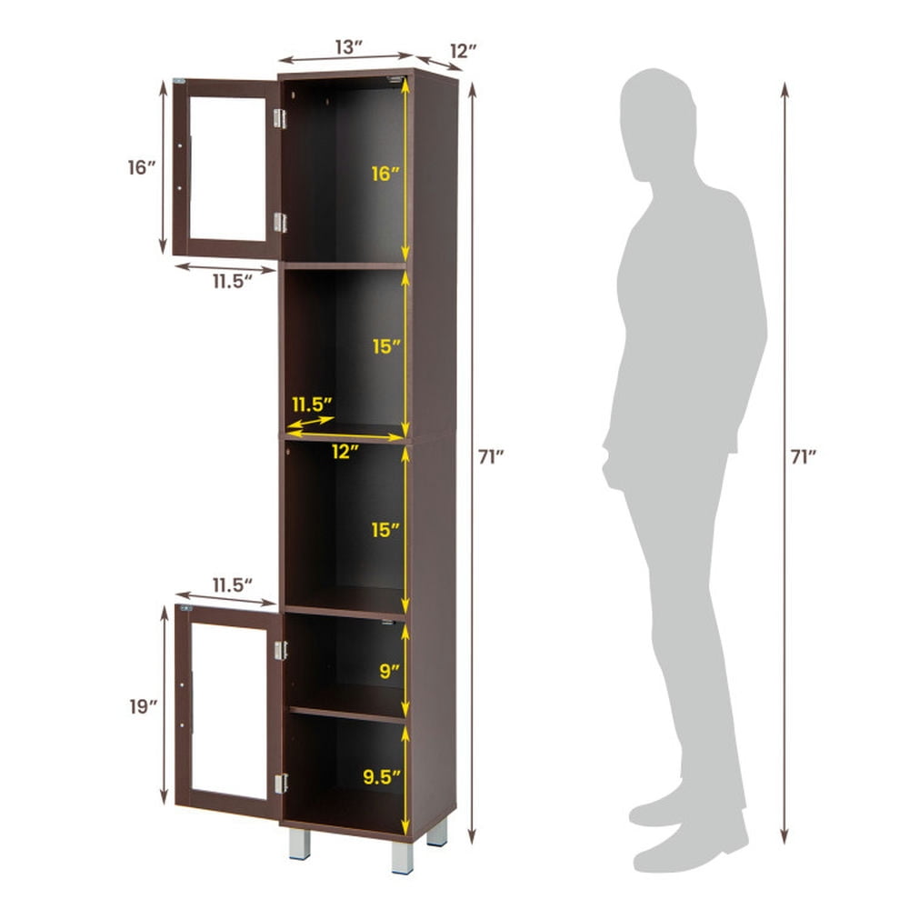 Finihen Bathroom Storage Cabinet, Bathroom Floor Cabinet, 71 Inch Tall Tower Bathroom Storage Cabinet and Organizer Display Shelves, for Bedroom, Gray Finihen Bathroom Storage Cabinet, Bathroom Floor Cabinet, 71 Inch Tall Tower Bathroom Storage Cabinet and Organizer Display Shelves, for Bedroom, Gray