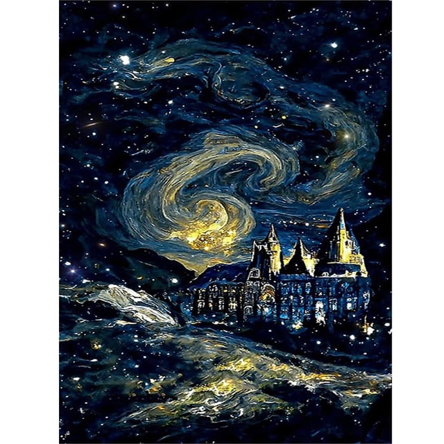 Pintura de diamante 5D Wdftyju DIY Taladro redondo completo Cielo nocturno estrellado Decoración para el hogar
