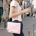 thumbnail image 3 of Case for Samsung Galaxy Tab S9 FE 10.9 Inch/S9 11 Inch 2023 (SM-X710/X716), Folio Stand PU Leather Crossbody Cover with Pencil Holder+Card Slots Wallet Case with Shoulder Strap+Hand Strap, Pink, 3 of 10