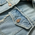 thumbnail image 6 of Donemore Men's Distressed Denim Jacket Single-Breasted & Lapel Pockets Coat with Metallic Buttons American Retro Workwear Style., 6 of 6