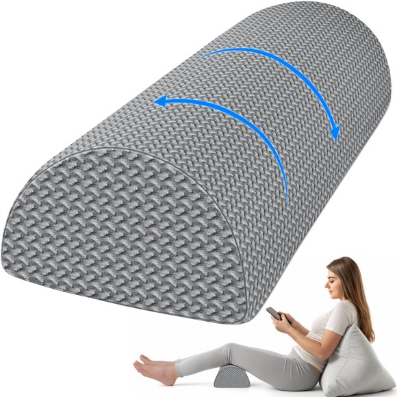 Cojín de rodilla TranquilRelax, espuma viscoelástica con forma de media luna, gris