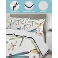 thumbnail image 4 of Quilts Twin Size, Dragonfly Soft Comforter Bedding Set for Bed, Watercolor Colorful Nature Painting Art Lightweight Quilted Bedspread with Pillow Cover(2 Pieces) for All Season, 68x86 Inch, 4 of 6