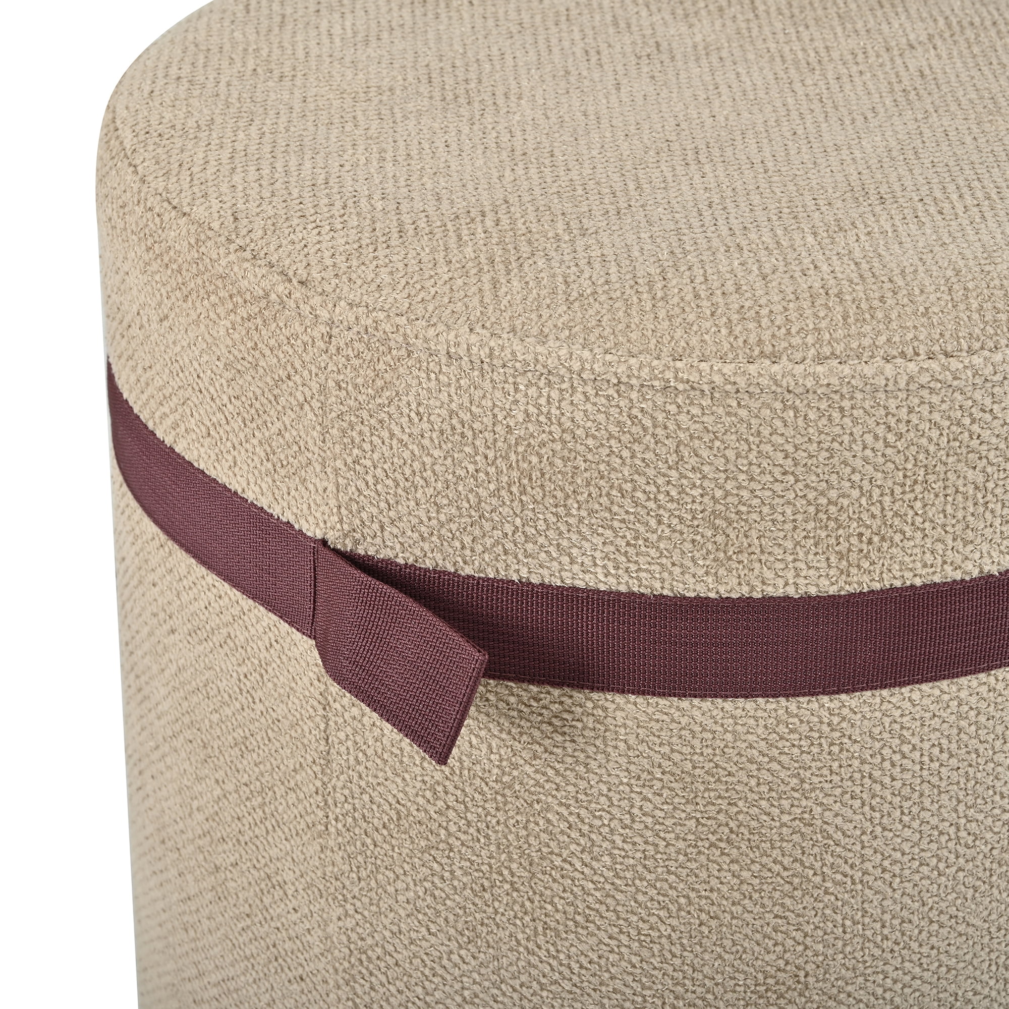 Oval Coffee Table Set 42.71 Inch, Wooden Center Table with 2 Matching Fabric Poufs for Living Room Reading Corner, Brown
