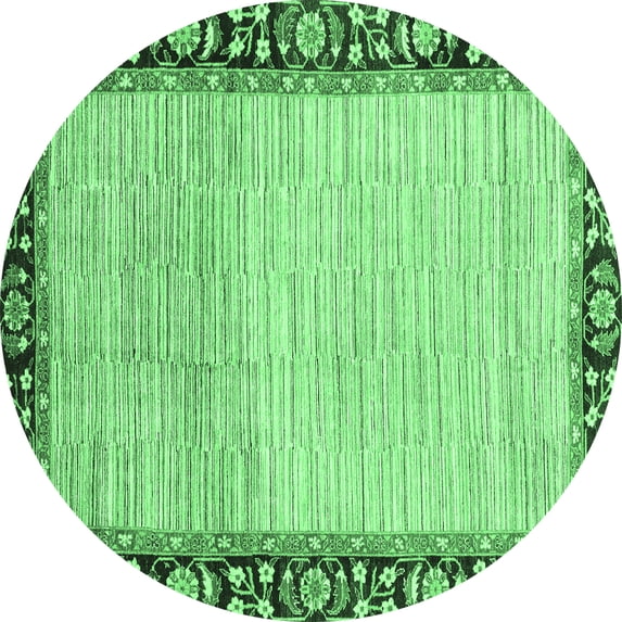 Ahgly Company Indoor Round Abstract Emerald Green Modern Area Rugs, 4' Round