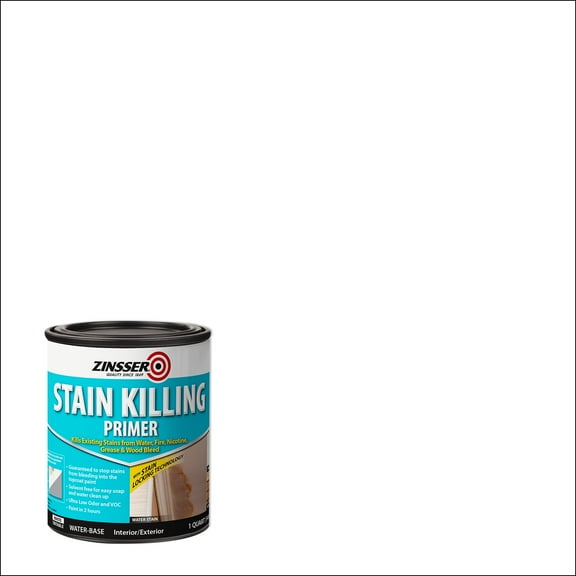 4 Pack, White, Zinsser Stain Killing Flat Primer- Quart