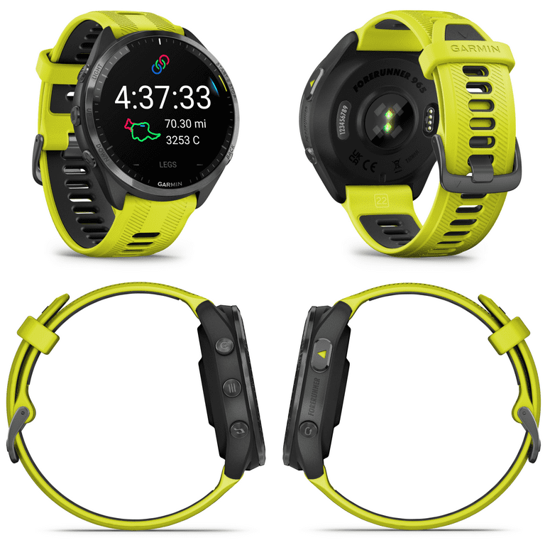 Garmin Forerunner 965 Premium GPS Running and Triathlon Smartwatch with  AMOLED Touchscreen Display, Carbon Gray DLC Titanium Bezel and Amp Yellow  Silicone Band with Wearable4U Power bank Bundle 