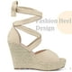 thumbnail image 4 of Alpargatas con cordones Cuñas Sandalias de tacón para mujer Beige 41, 4 of 6