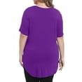 thumbnail image 4 of Gocolloa Womens Plus Size Tops Tunic Sexy Square Neck Short Sleeve Shirts Summer Loose Fit Dressy Casual Blouse Purple 3X, 4 of 6