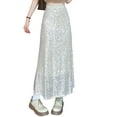 thumbnail image 5 of Lamuusaa Women's Summer Midi Skirt Slim A-line Skirt High Waist Elastic Band Sequins Skirt, 5 of 7