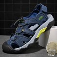 thumbnail image 4 of Domuza Mens Leather Sports Sandals Closed Toe Outdoor Athletic Walking Casual Sandals Water Shoes Summer Lightweight Hiking Sandals Blue 7 (EU-39), 4 of 5