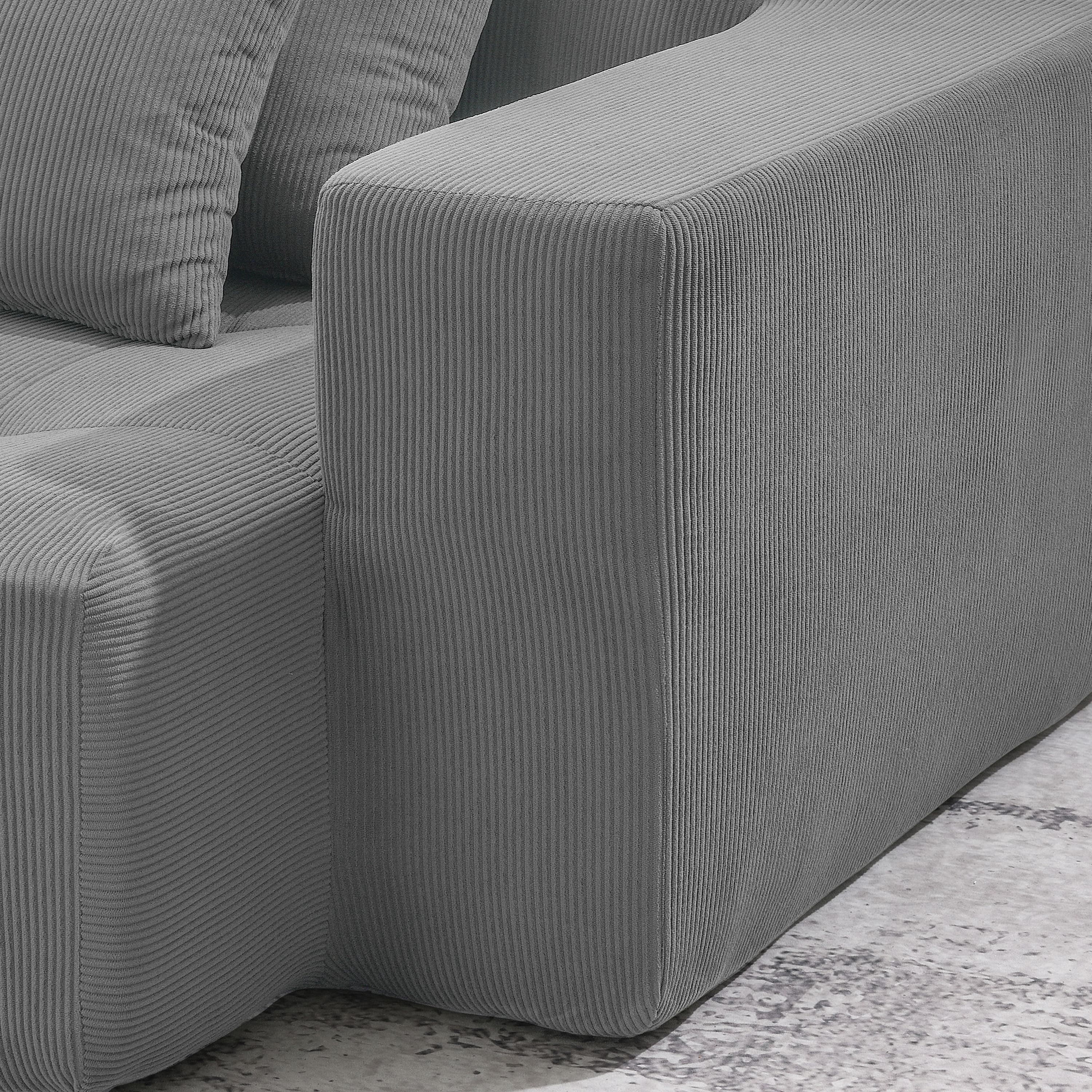 MAYEERTY 105.5" L-Shaped Modular Sectional Sofa - Minimalist Corduroy Compressed Couch, 3PC Free Combination No Assembly for Living Room, 3 Colors