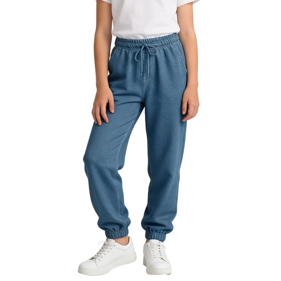 ATOGUTA Pants for Girls Elastic Waist Jogger Sweatpants Kids Teens Running Athletic Pants with Pockets Size 5T-16, Blue