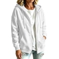 thumbnail image 6 of VSSSJ Women's Hoodie Sweatshirts Relaxed Fit Zip Up Long Sleeve Drawstring Pocket Casual Sweatshirt Jacket Top Fall Winter Outfit White S, 6 of 9