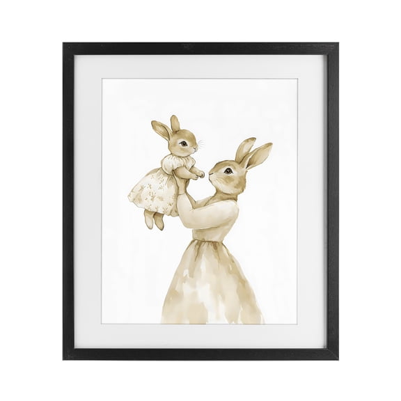 Stupell Industries Cottage Tender Mama Rabbit Black Framed Print Under Glass, 13 x 16, by Arlington Prints