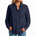thumbnail image 5 of Godom Shirts for Women Oversized Long Sleeve Button Down Shirts Blouses Tops with Pocket, 5 of 7