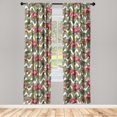 thumbnail image 3 of Ambesonne Garden Curtains, Tropical Art Zigzag Back, Pair of 28"x63", Olive Green and Dark Coral, 3 of 5