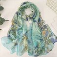 thumbnail image 2 of UJNDER Shawl for Formal Dress Lightweight Floral Print Chiffon Scarf Elegant Versatile Shawl Wrap for Summer Sun Large Scarf Green_001,One Size, 2 of 4