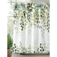 thumbnail image 2 of Sage Green Eucalyptus Leaf Shower Curtain, Botanical Spring Summer Floral Bathroom Decor Curtains Set with Hooks, White Waterproof Fabric Home Accessories， 72X 96 Inch Extra Long, 2 of 6