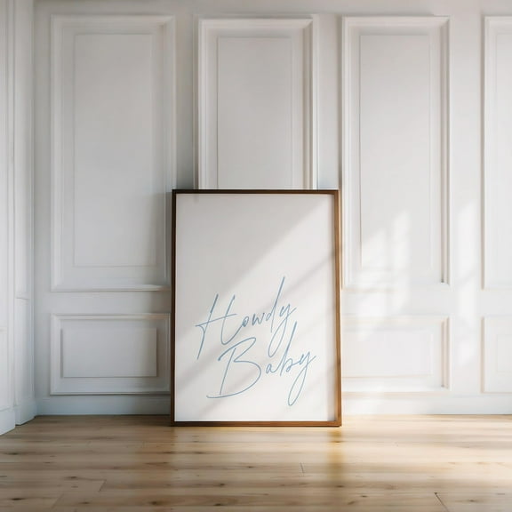 Howdy Baby Print // Howdy Baby Poster, Blue Cowgirl Poster, Dorm Room Decor, Retro Western Wall Art, Cowboy Wall Art, Wall Art, Modern Wall Decor, 8x12 UNFRAMED