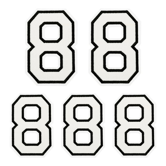 Iron on Number  4.4"/3.1" Number 8 Patches for Repairing Clothing DIY (White, Pack of 5)