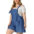 thumbnail image 2 of DARING DIVA Women's Plus Sleeveless Square Neck Tie Shoulder Romper Shorts 4X Blue, 2 of 6