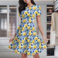 thumbnail image 2 of Yellow Lemons And Blue Leaves Women's Classic Swing Skater Dress Casual Work Party Cocktail Dresses, 2 of 6