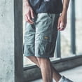 thumbnail image 2 of Thousandth Streetwear Cargo Shorts Men Vintage Elastic Waist Everyday Shorts Drawstring Casual Work Shorts Breathable Fashion Summer Shorts for Men, 2 of 8