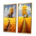thumbnail image 3 of Designart "Country Road Amidst Golden Blossoms II" Meadow Framed Wall Art Set Of 2 - Traditional Yellow Gallery Wall Frame Set For Home Decor, 3 of 6