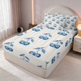 thumbnail image 3 of Erosebridal Cherry Zipper Queen Comforter Set with Fitted Sheet and 2 Pillowcases Sky Zipper Bedding Set, Sky Cherry, Navy Reversible, 3 of 7