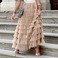 thumbnail image 2 of Falda de malla con volantes para mujer falda larga ajuste holgado estilo Sexy traje diario sencillo y, 2 of 9