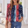 thumbnail image 5 of Juslio Plus Size Tops Women Shirts 3/4 Sleeve Flowers Tops Crew Neck Casual Blouses Multicolor L, 5 of 6